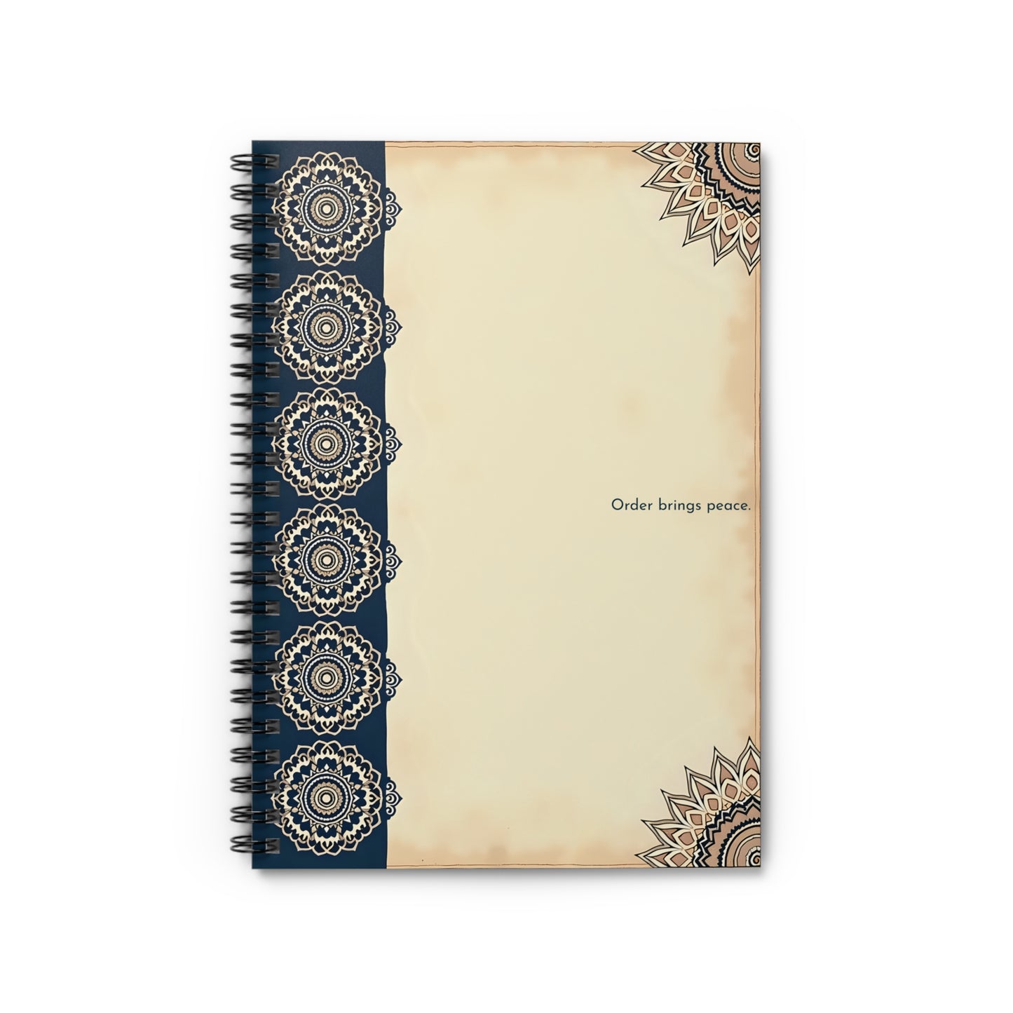 Indigo Mandala – Minimalist Spiral Notebook