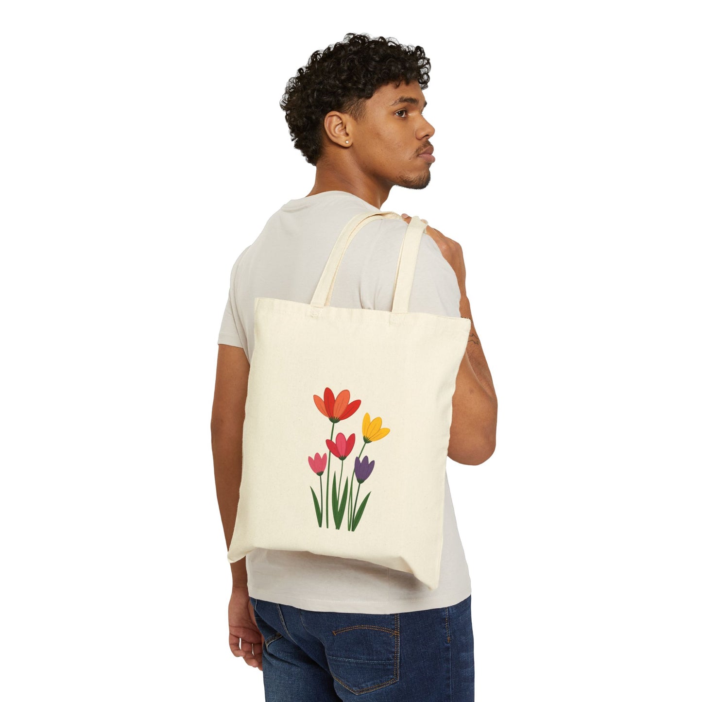 Floral Cotton Canvas Tote Bag