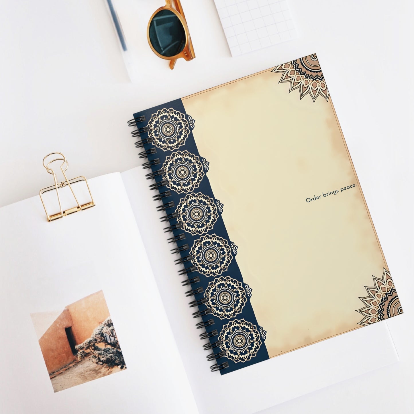 Indigo Mandala – Minimalist Spiral Notebook