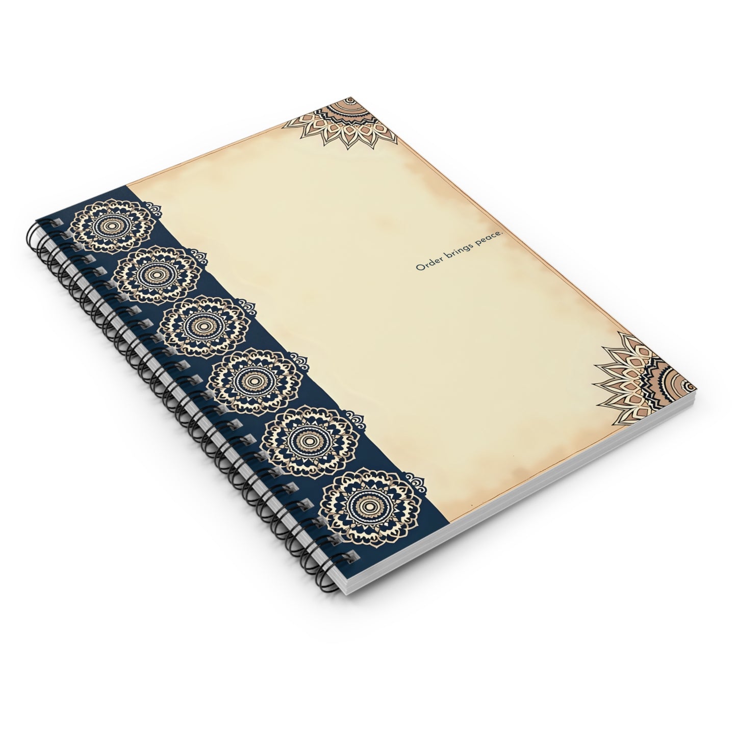 Indigo Mandala – Minimalist Spiral Notebook