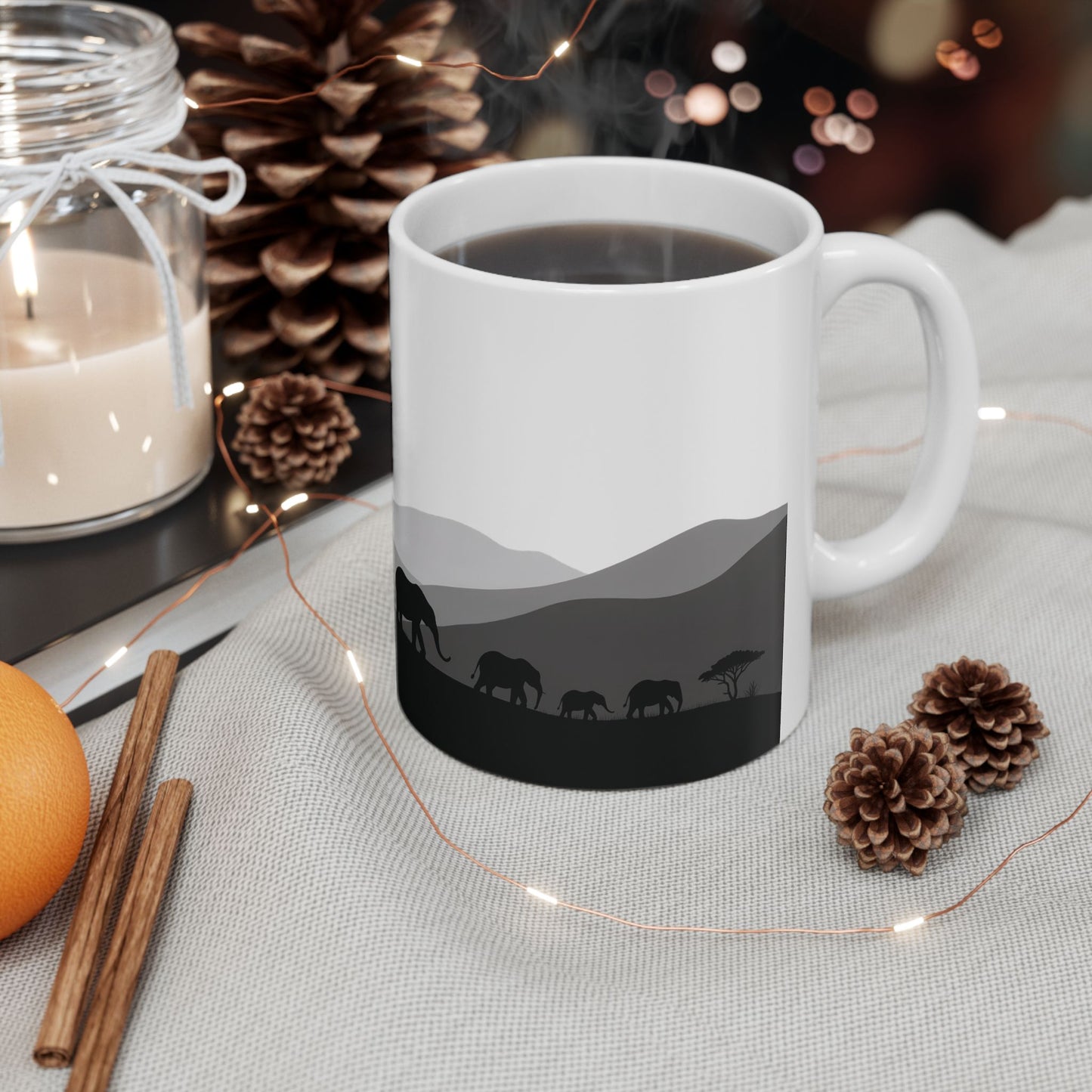 Elephants of Dusk – Minimalist Ceramic Mug