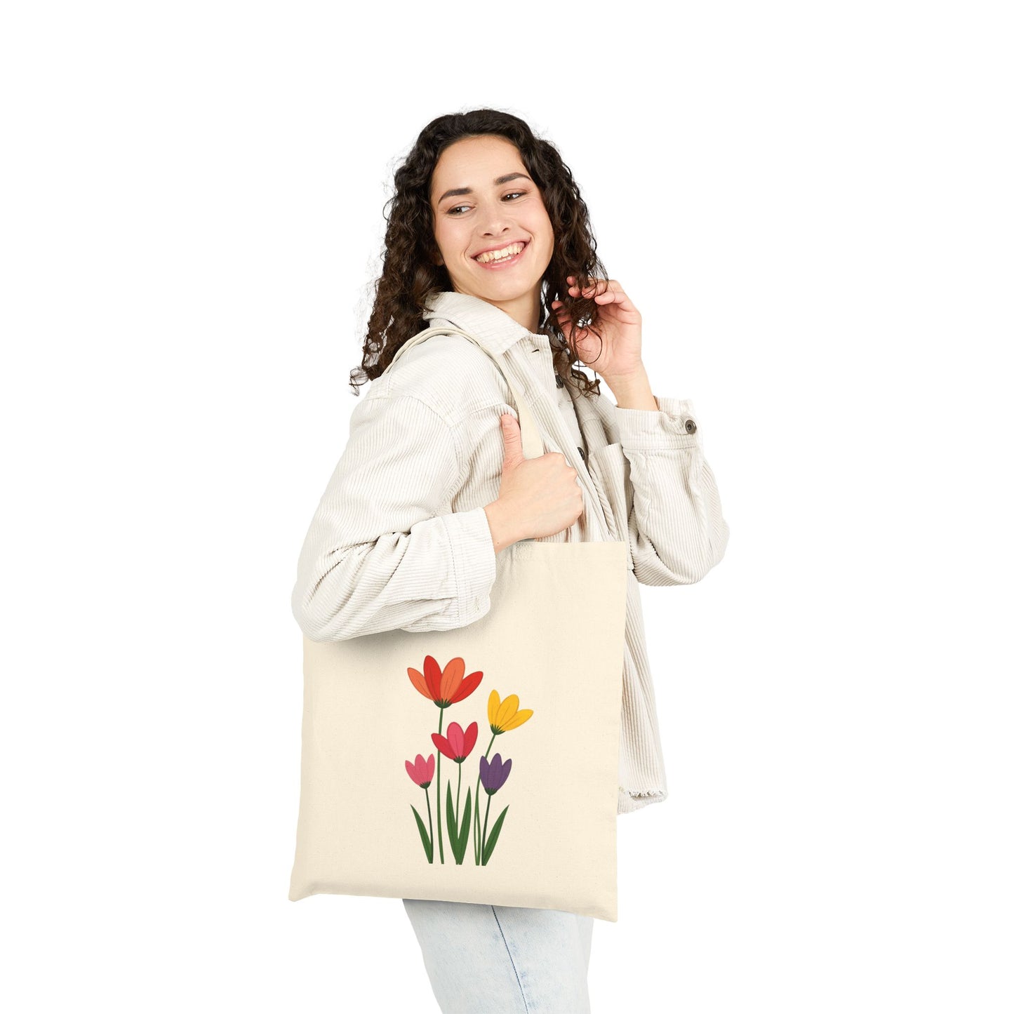Floral Cotton Canvas Tote Bag