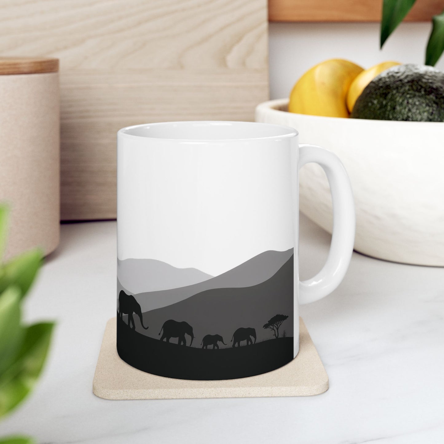 Elephants of Dusk – Minimalist Ceramic Mug