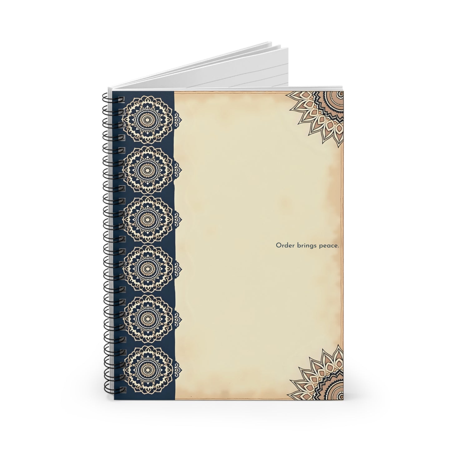 Indigo Mandala – Minimalist Spiral Notebook