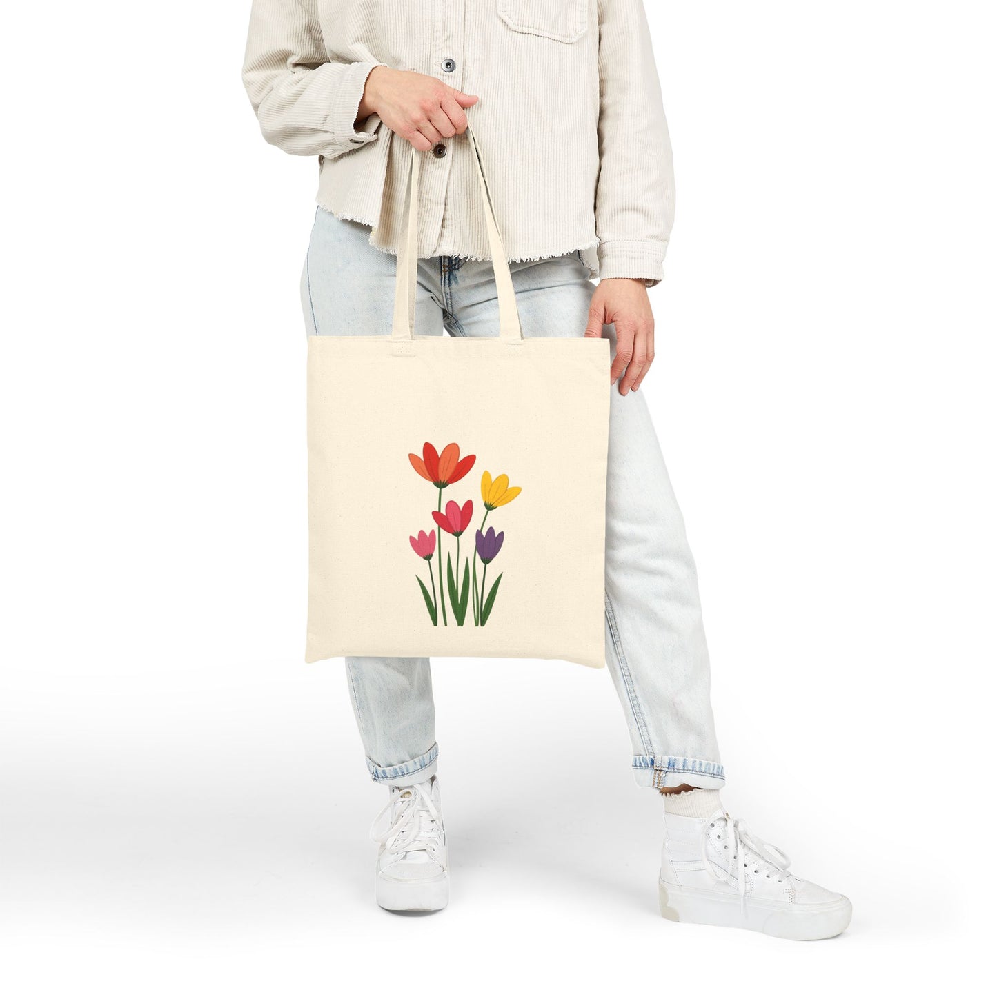 Floral Cotton Canvas Tote Bag