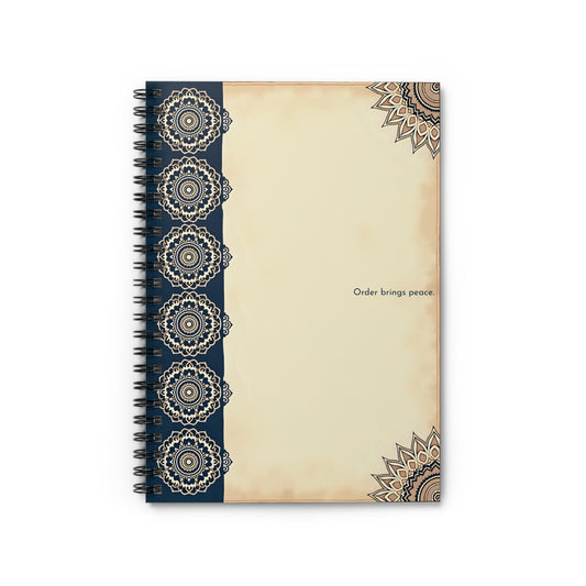 Indigo Mandala – Minimalist Spiral Notebook