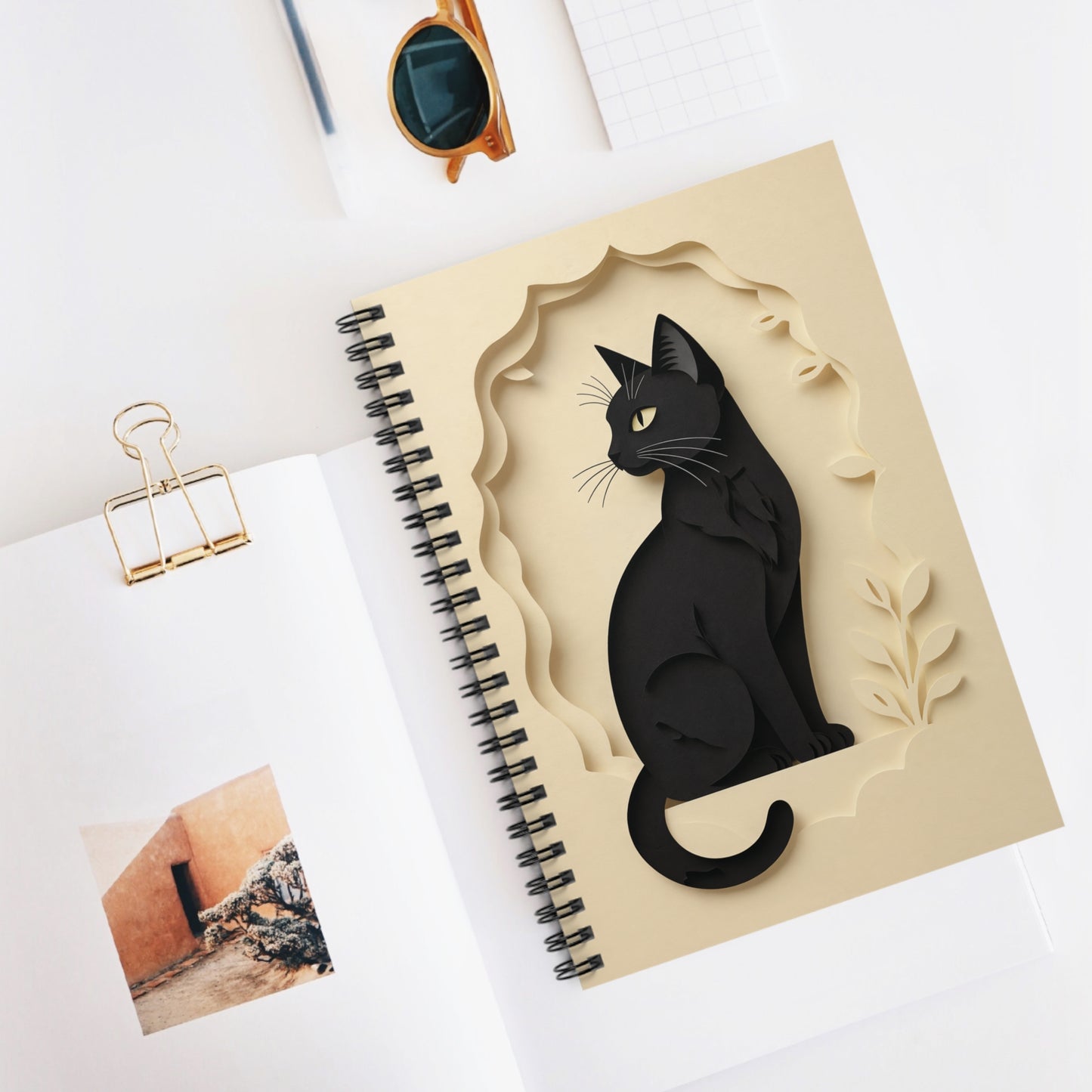 Noir Whiskers – Minimalist Spiral Notebook