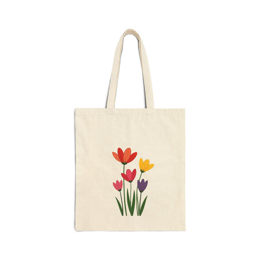 Floral Cotton Canvas Tote Bag