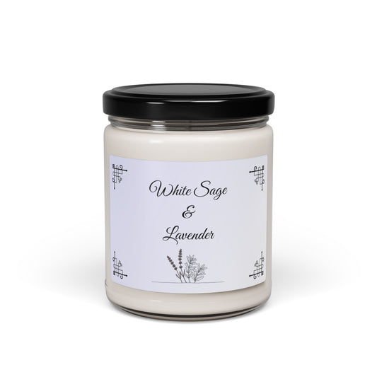 White Sage & Lavender Scented Soy Candle - 9oz Relaxation and Aromatherapy